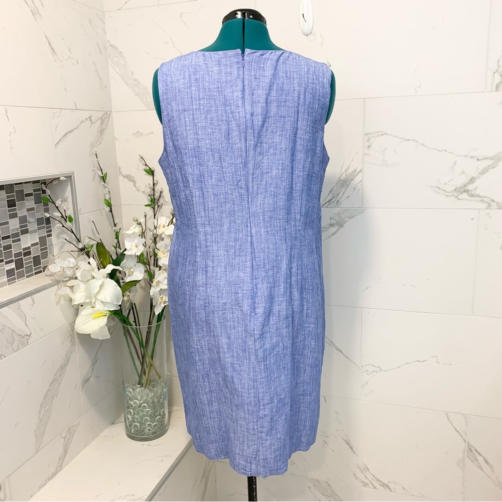 Talbots Dress Linen Blue Embroidered 16 - Picture 10 of 15